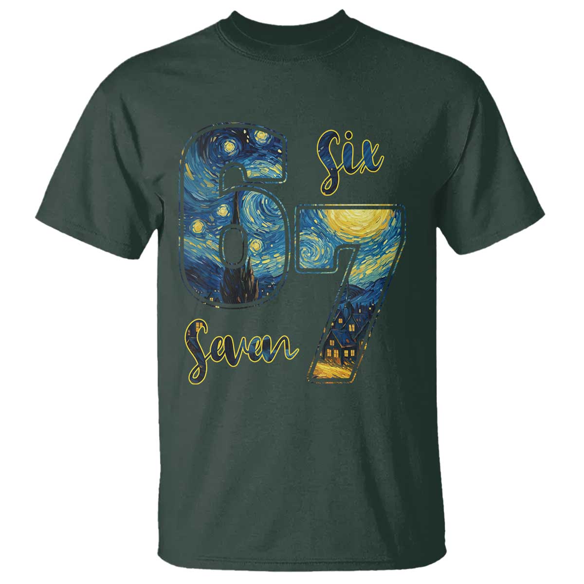 67 Six Seven Meme T Shirt Starry Night Van Gogh - Wonder Print Shop