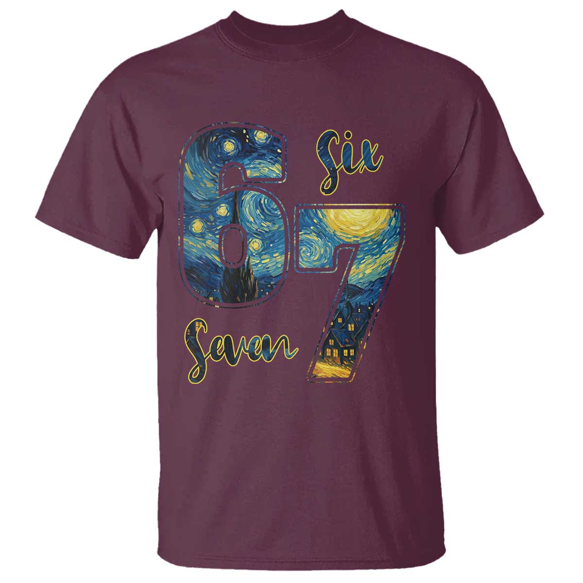 67 Six Seven Meme T Shirt Starry Night Van Gogh - Wonder Print Shop