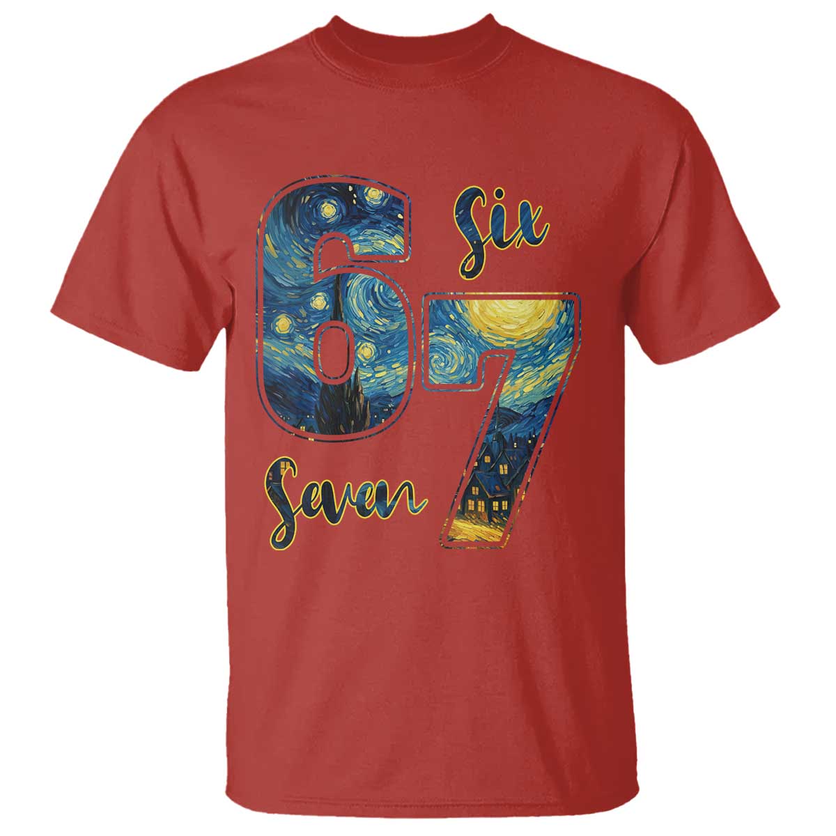 67 Six Seven Meme T Shirt Starry Night Van Gogh - Wonder Print Shop