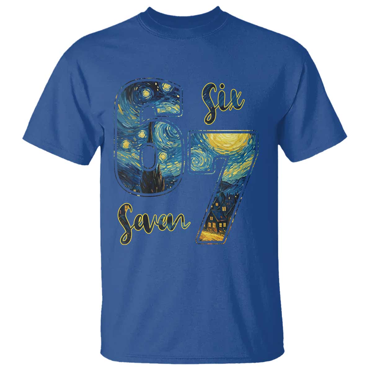67 Six Seven Meme T Shirt Starry Night Van Gogh - Wonder Print Shop