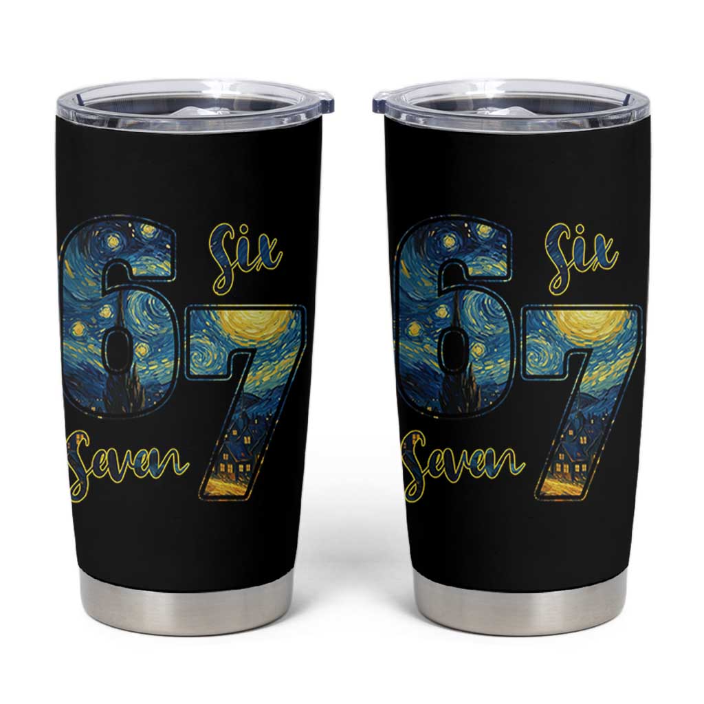67 Six Seven Meme Tumbler Cup Starry Night Van Gogh - Wonder Print Shop