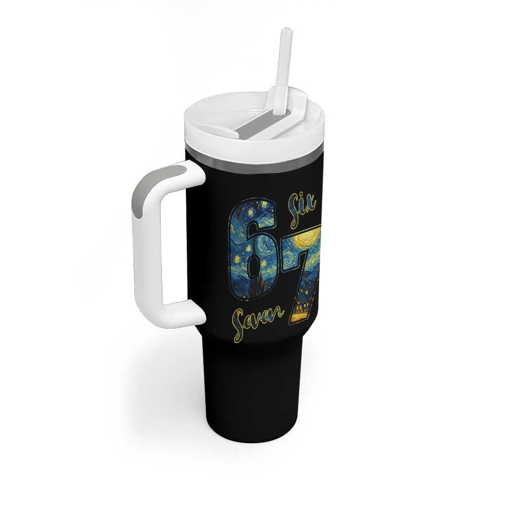67 Six Seven Meme Tumbler With Handle Starry Night Van Gogh - Wonder Print Shop