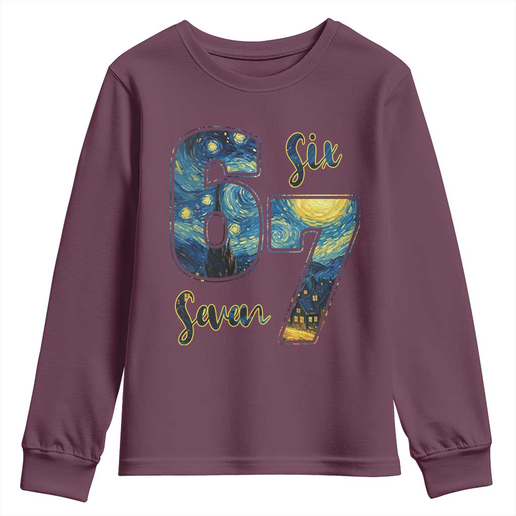 67 Six Seven Meme Youth Sweatshirt Starry Night Van Gogh - Wonder Print Shop