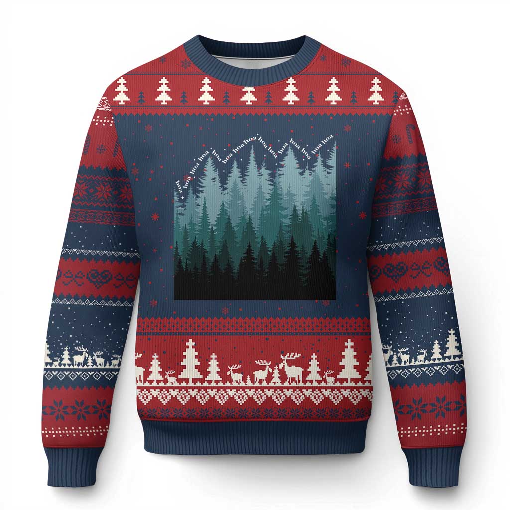 Hoa Hoa Hoa Ugly Christmas Sweater Twilight Lover Pine Forest Cozy - Wonder Print Shop