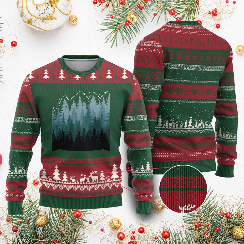 Hoa Hoa Hoa Ugly Christmas Sweater Twilight Lover Pine Forest Cozy - Wonder Print Shop