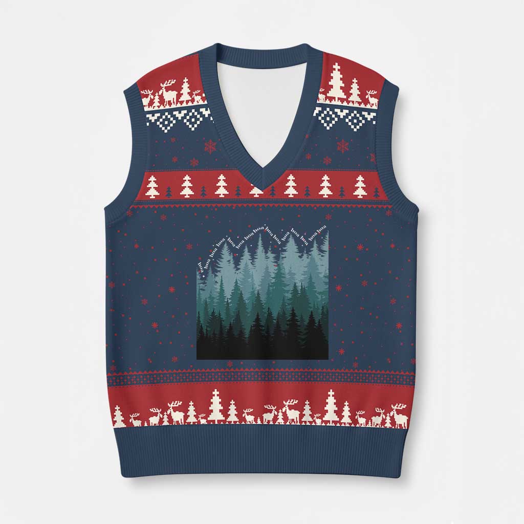 Hoa Hoa Hoa V-Neck Knit Sweater Vest Twilight Lover Pine Forest Cozy - Wonder Print Shop