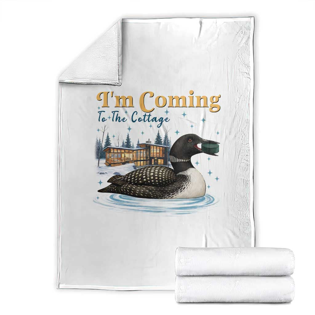 I Am Coming To The Cottage Throw Blanket Stupid Canadian Wolf Bird