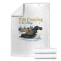 I Am Coming To The Cottage Throw Blanket Stupid Canadian Wolf Bird