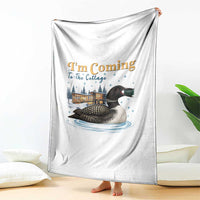 I Am Coming To The Cottage Throw Blanket Stupid Canadian Wolf Bird