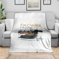 I Am Coming To The Cottage Throw Blanket Stupid Canadian Wolf Bird