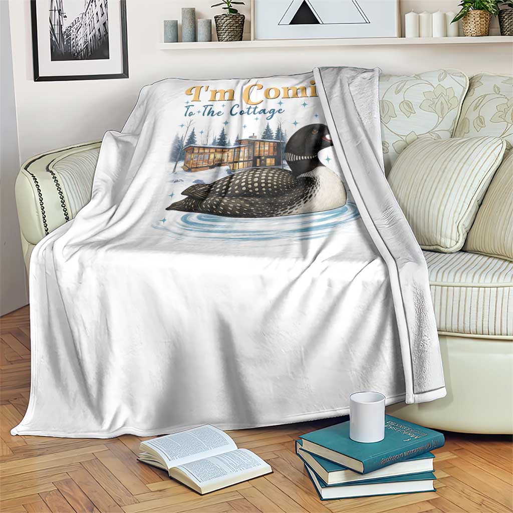 I Am Coming To The Cottage Throw Blanket Stupid Canadian Wolf Bird