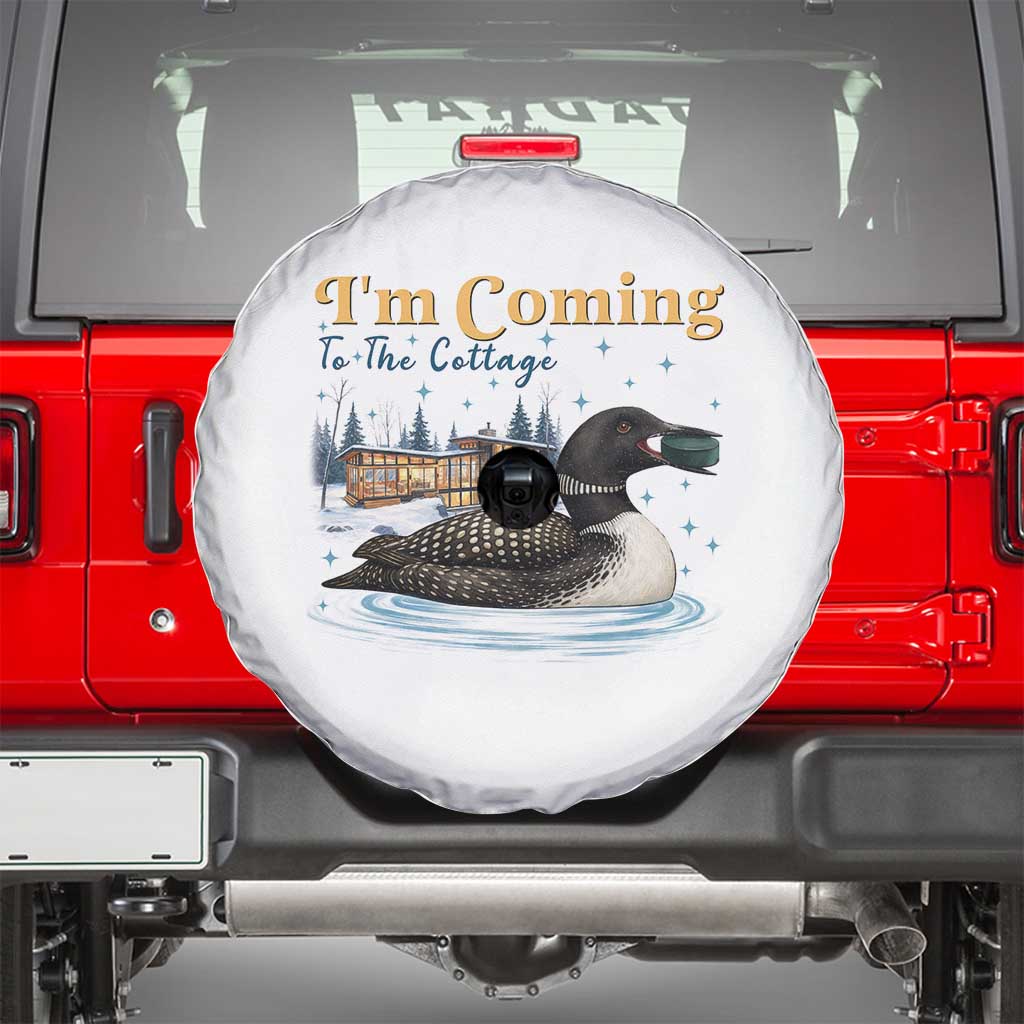 I Am Coming To The Cottage Spare Tire Cover Stupid Canadian Wolf Bird