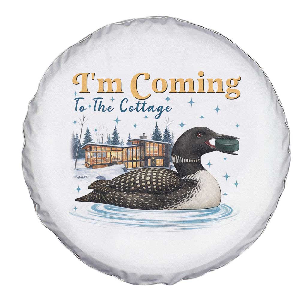I Am Coming To The Cottage Spare Tire Cover Stupid Canadian Wolf Bird