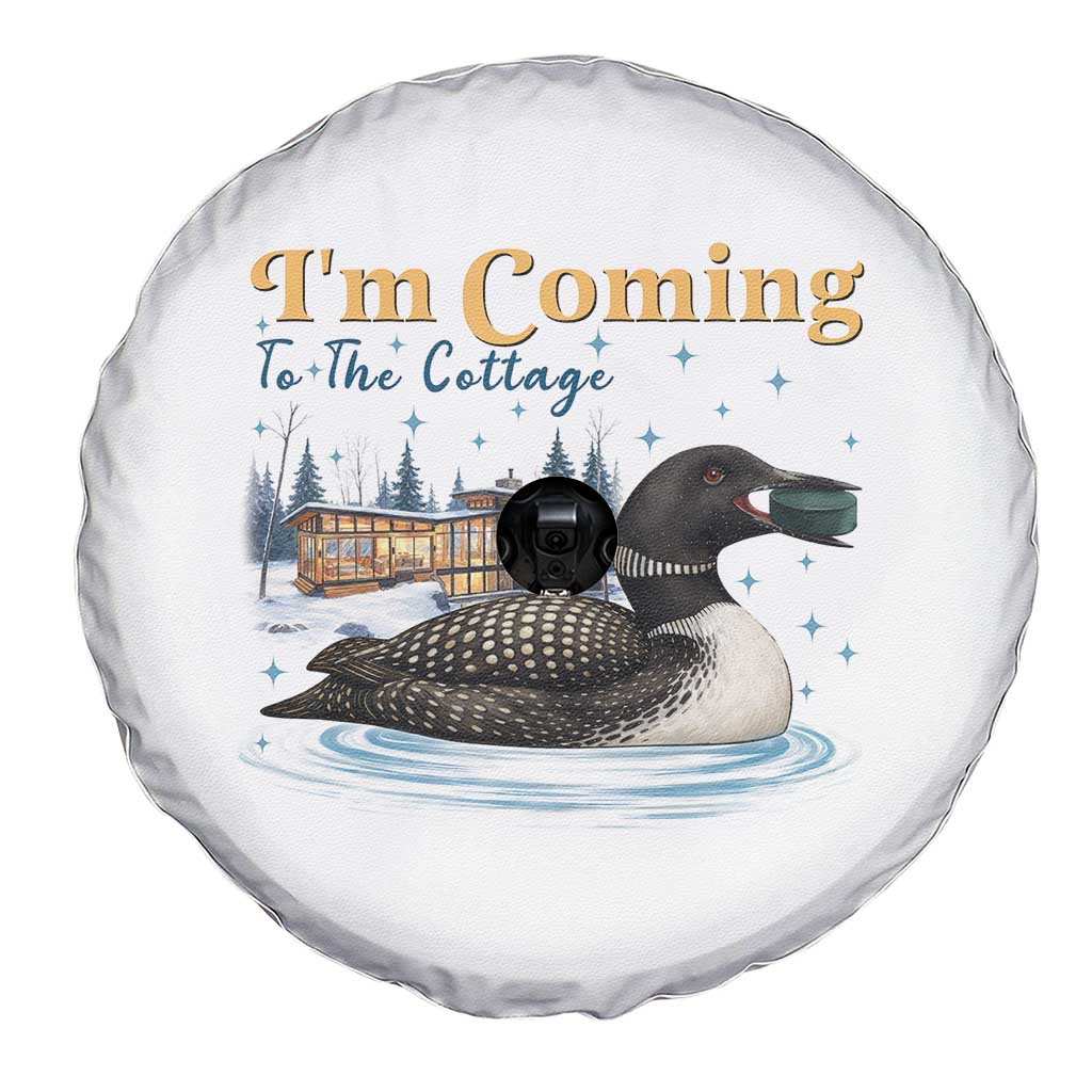 I Am Coming To The Cottage Spare Tire Cover Stupid Canadian Wolf Bird