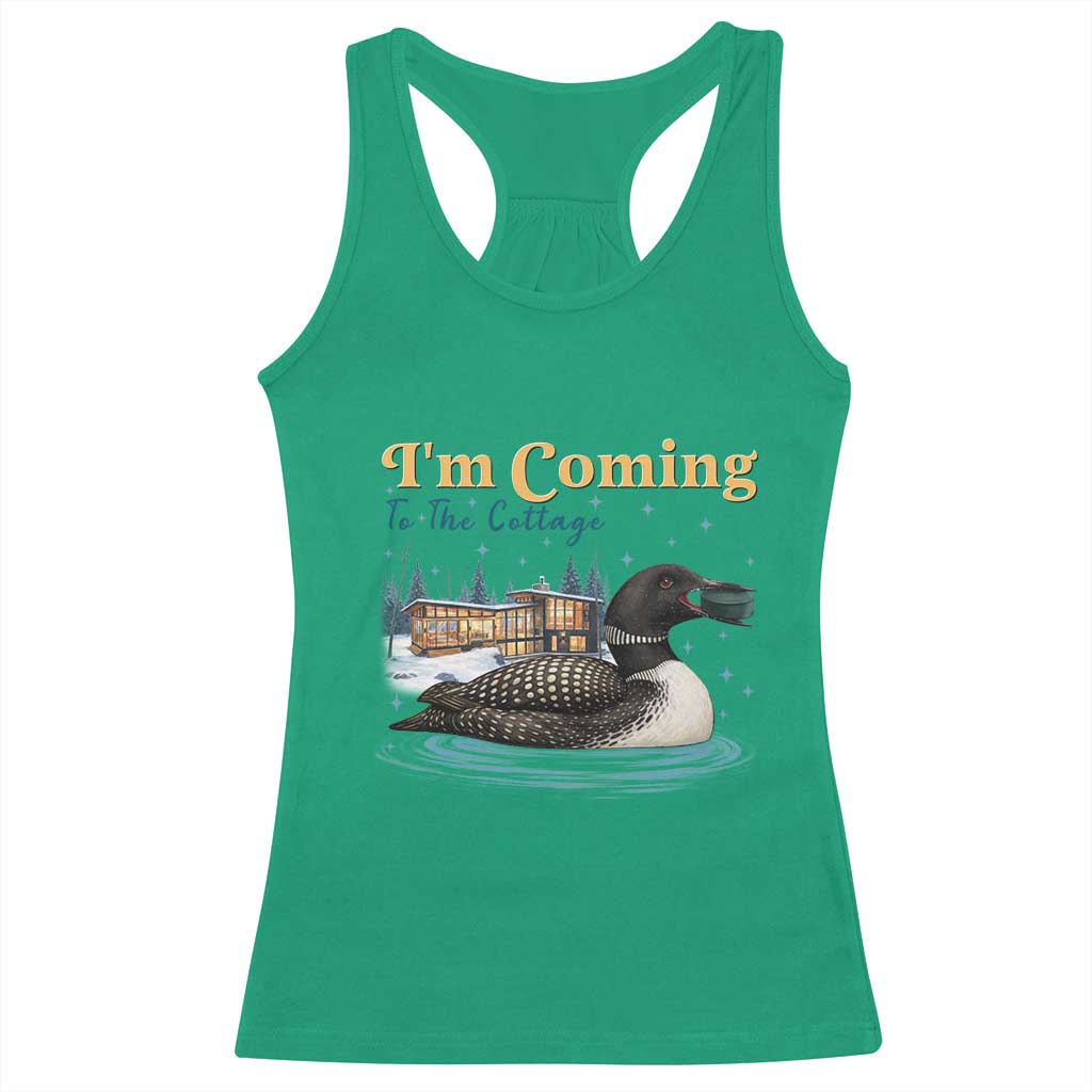 I Am Coming To The Cottage Racerback Tank Top Stupid Canadian Wolf Bird