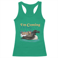 I Am Coming To The Cottage Racerback Tank Top Stupid Canadian Wolf Bird
