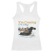 I Am Coming To The Cottage Racerback Tank Top Stupid Canadian Wolf Bird