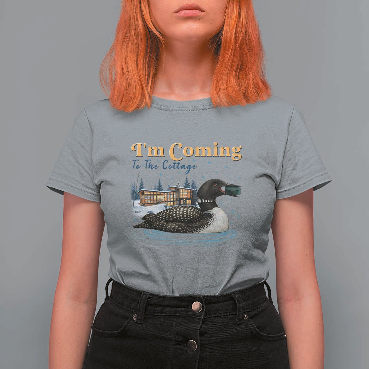 I Am Coming To The Cottage T Shirt For Women Stupid Canadian Wolf Bird
