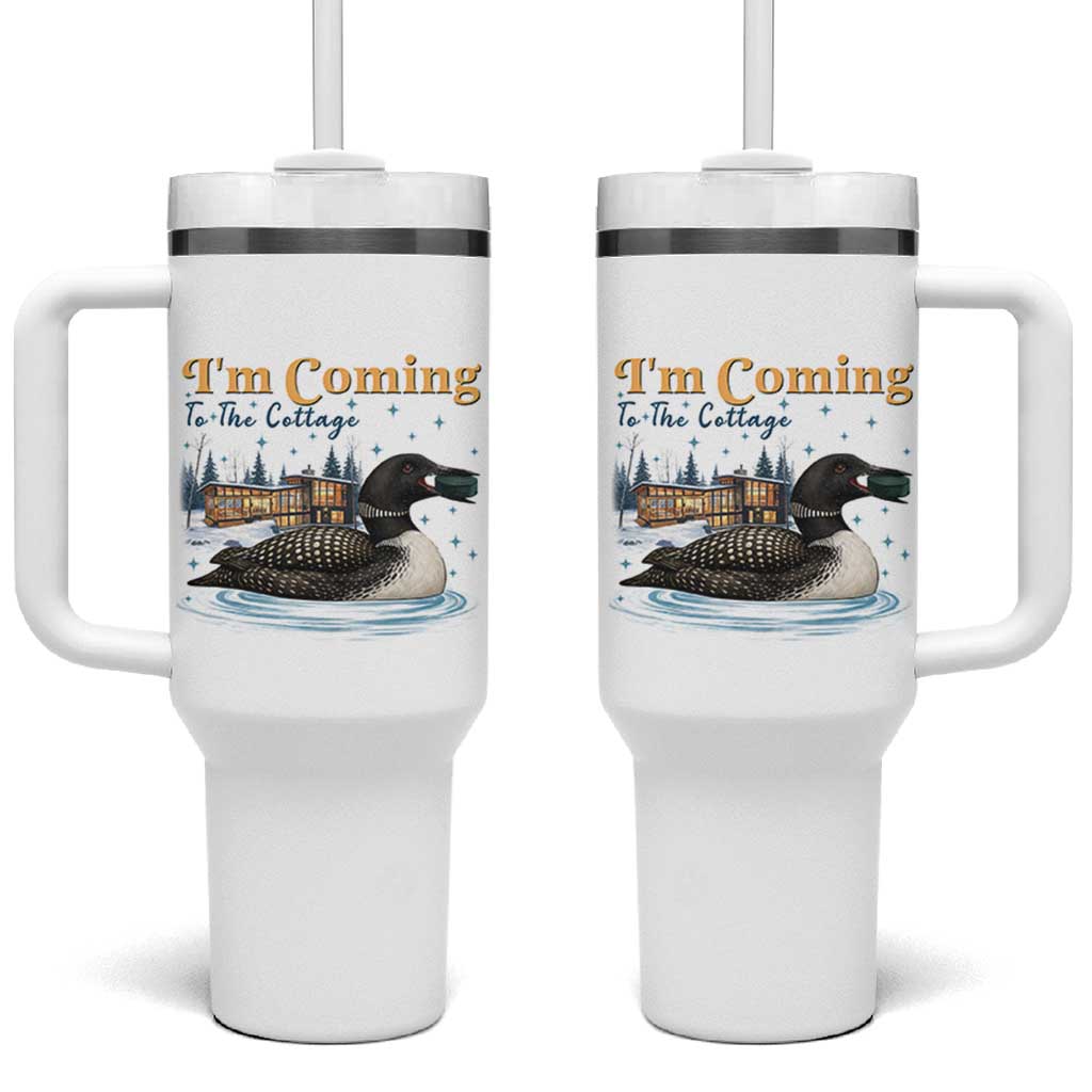 I Am Coming To The Cottage Tumbler With Handle Stupid Canadian Wolf Bird