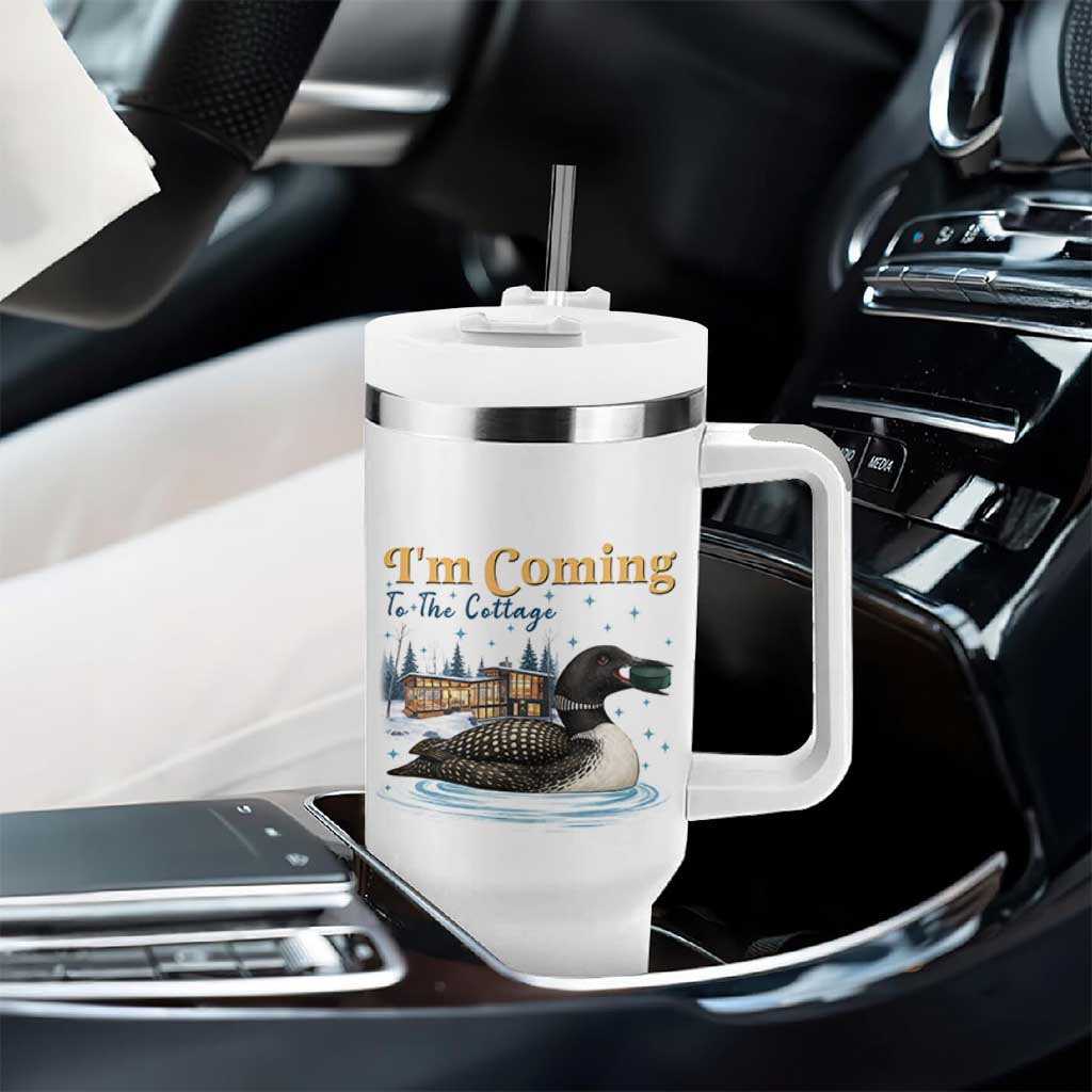 I Am Coming To The Cottage Tumbler With Handle Stupid Canadian Wolf Bird