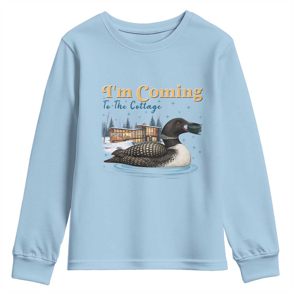 I Am Coming To The Cottage Youth Sweatshirt Stupid Canadian Wolf Bird