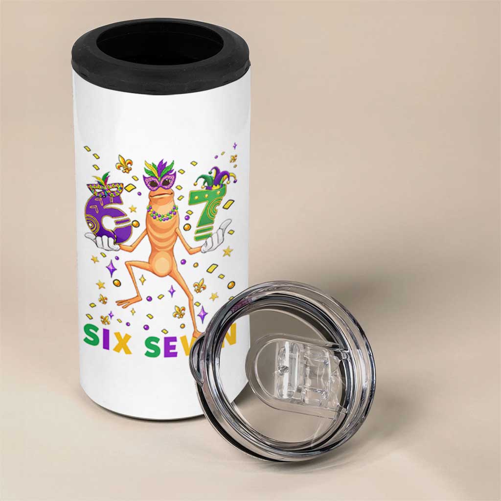 67 Mardi Gras 4 in 1 Can Cooler Tumbler Marcus The Worm Carnival Trendy Meme