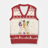 67 Mardi Gras V-Neck Knit Sweater Vest Marcus The Worm Carnival Trendy Meme