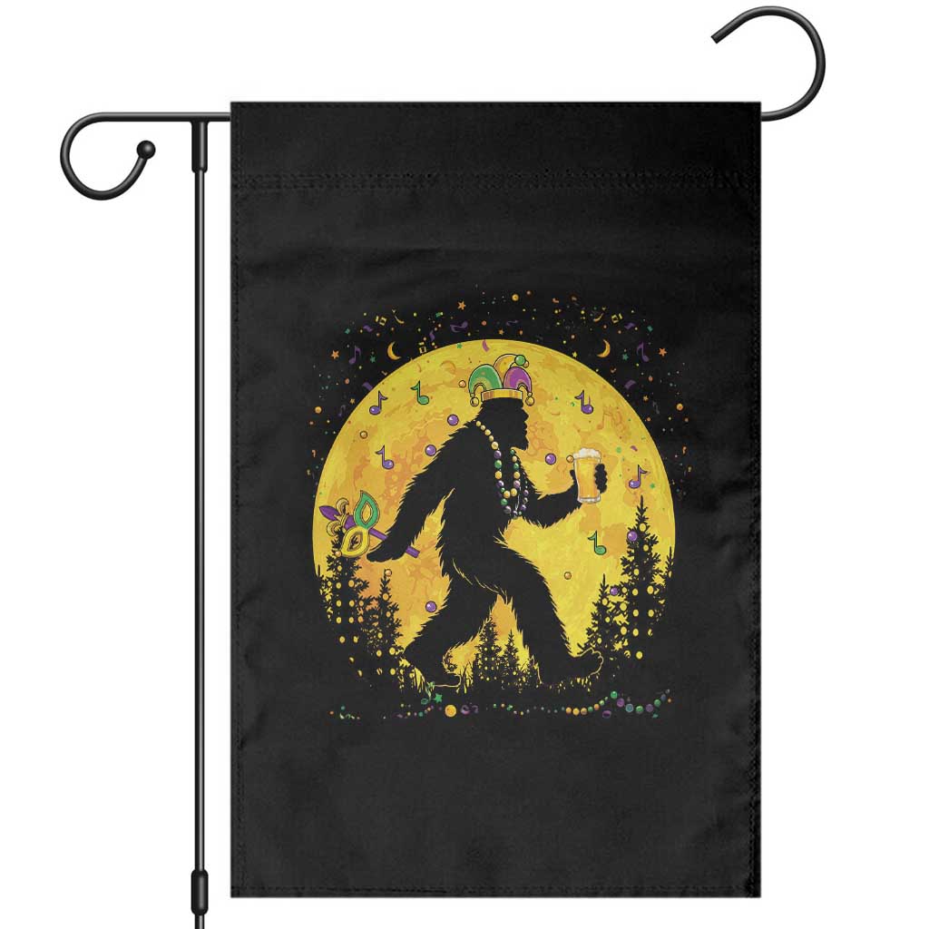 Mardi Gras Bigfoot Garden Flag Funny Sasquatch Carnival Trendy Meme