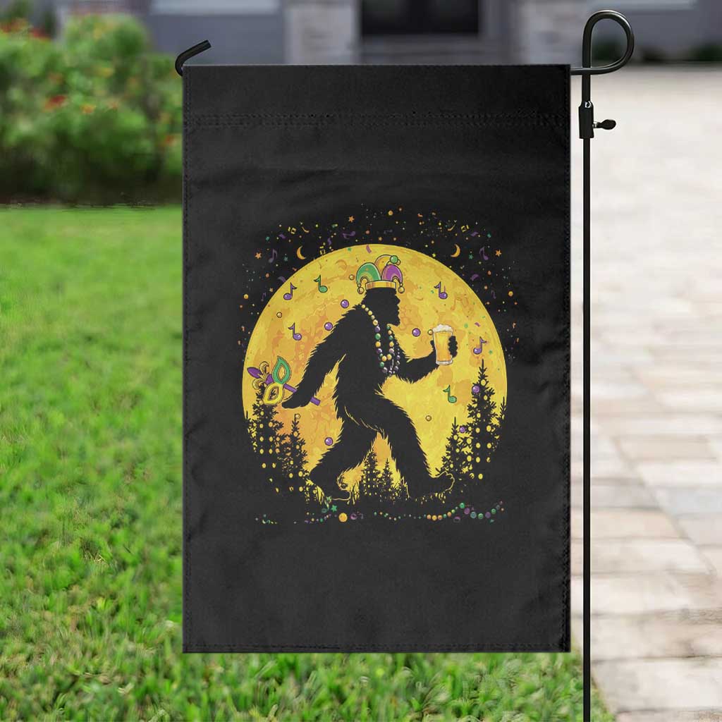 Mardi Gras Bigfoot Garden Flag Funny Sasquatch Carnival Trendy Meme