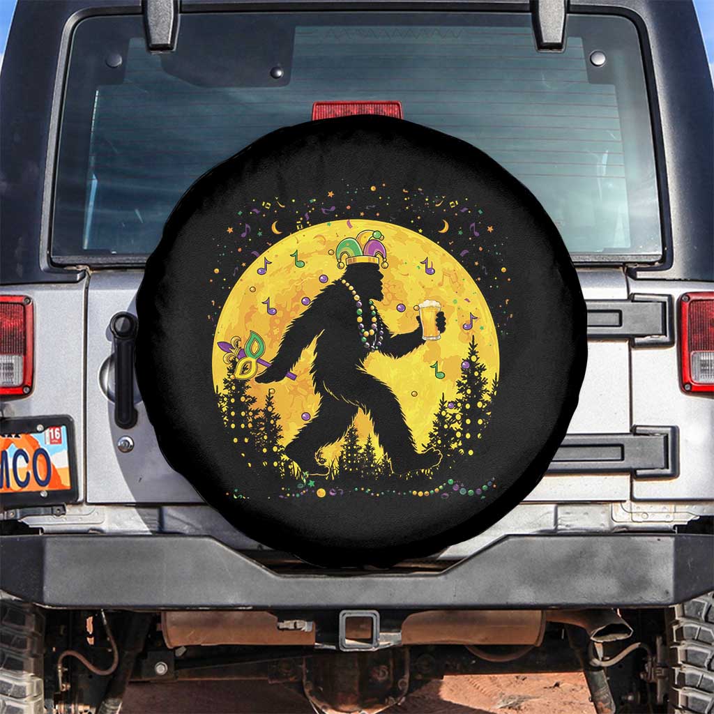 Mardi Gras Bigfoot Spare Tire Cover Funny Sasquatch Carnival Trendy Meme