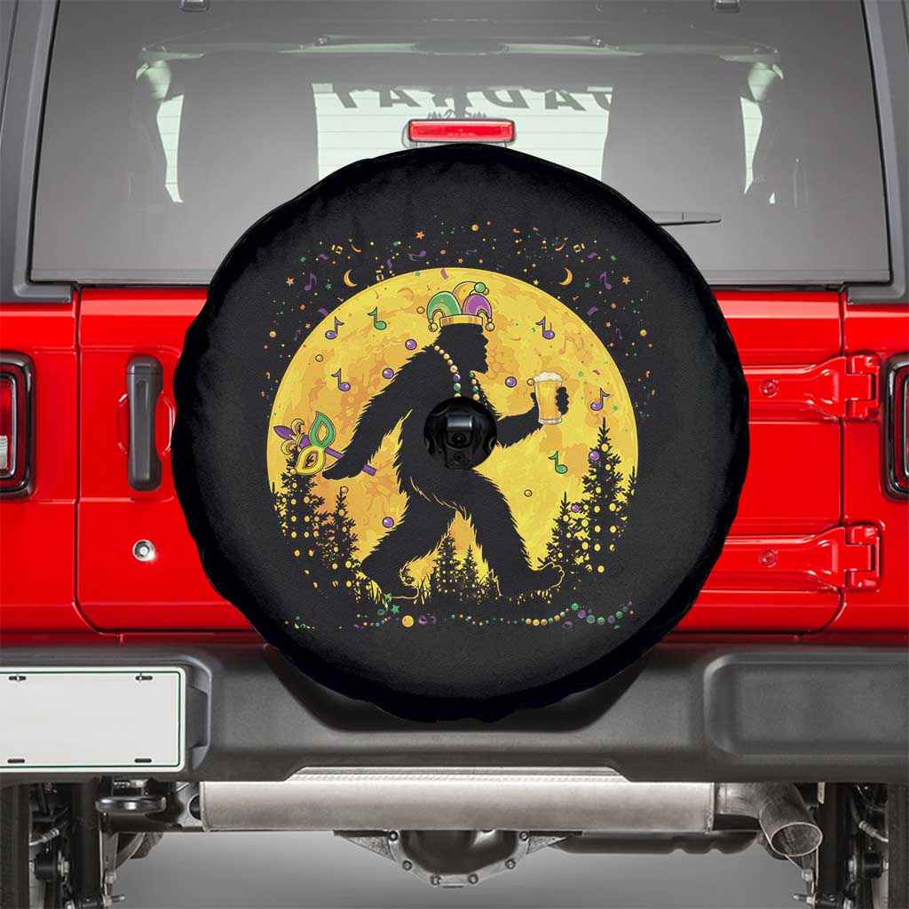 Mardi Gras Bigfoot Spare Tire Cover Funny Sasquatch Carnival Trendy Meme
