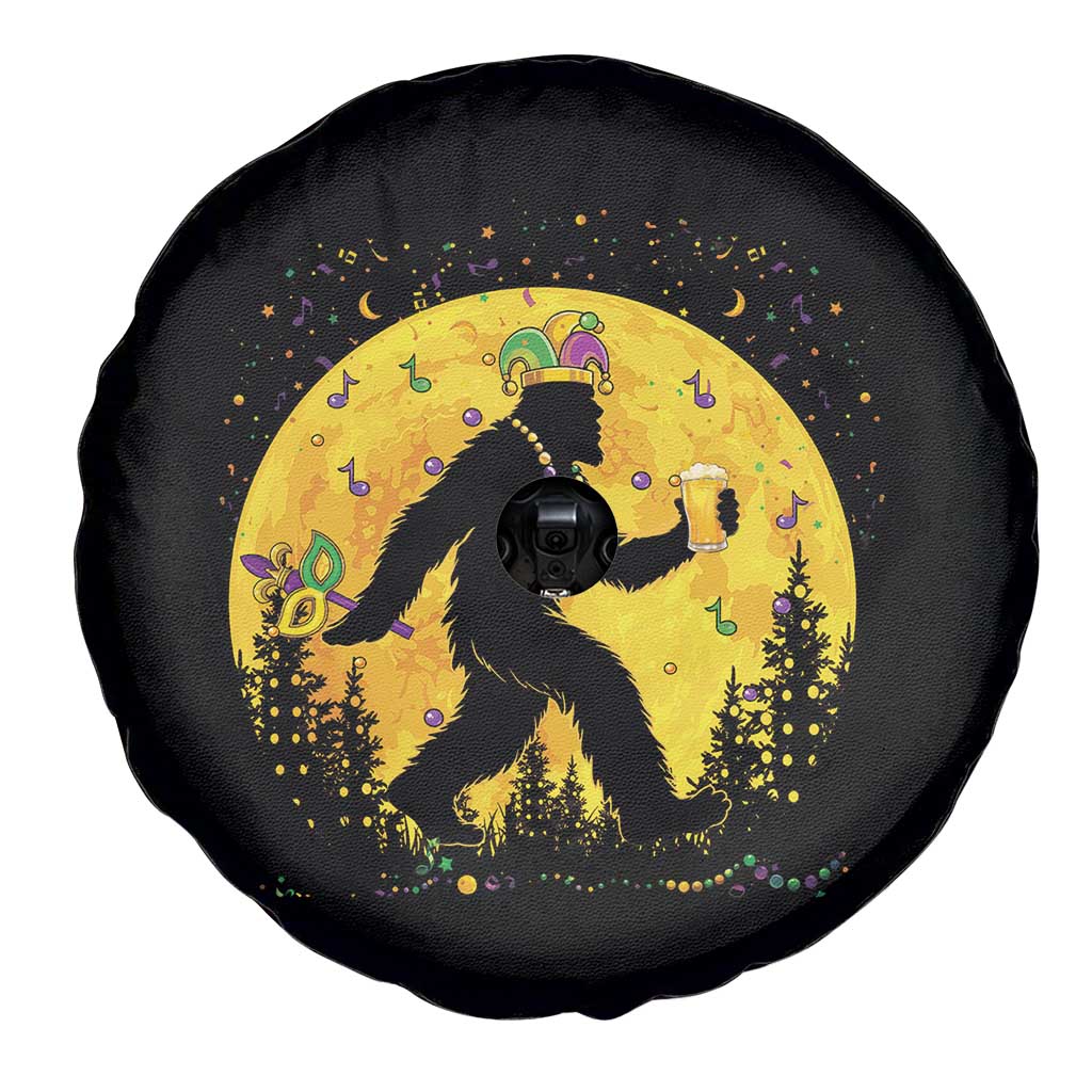 Mardi Gras Bigfoot Spare Tire Cover Funny Sasquatch Carnival Trendy Meme