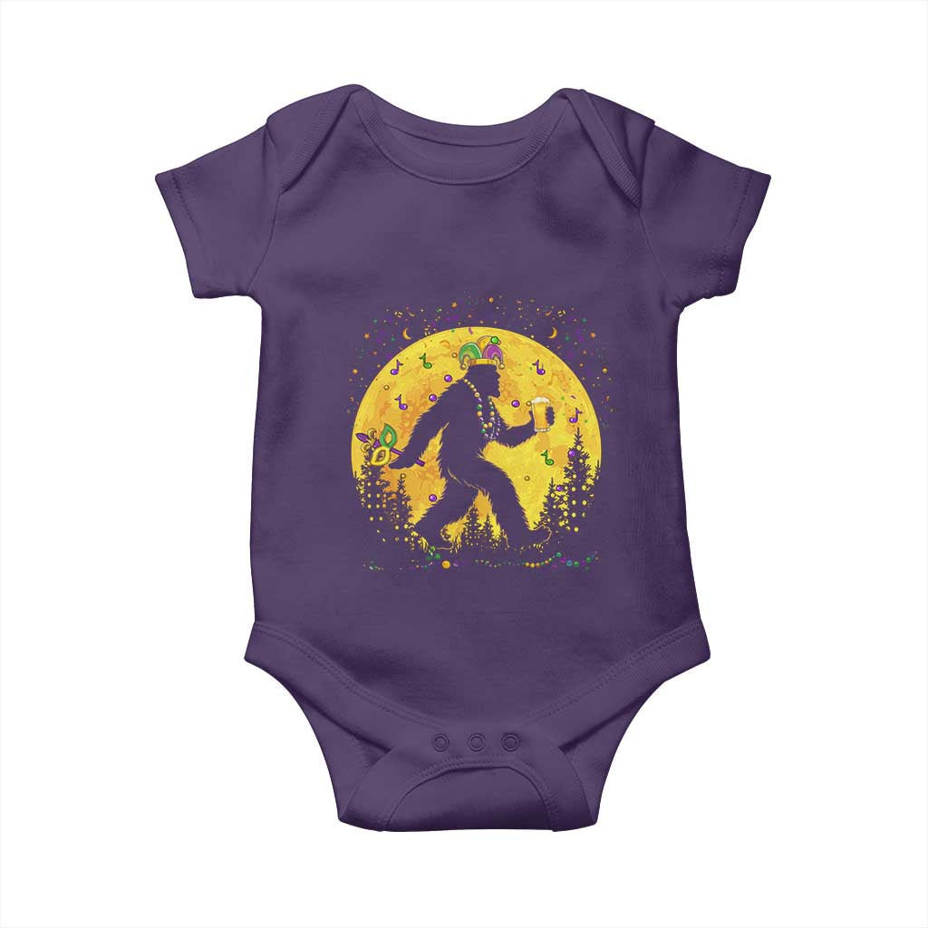 Mardi Gras Bigfoot Baby Onesie Funny Sasquatch Carnival Trendy Meme