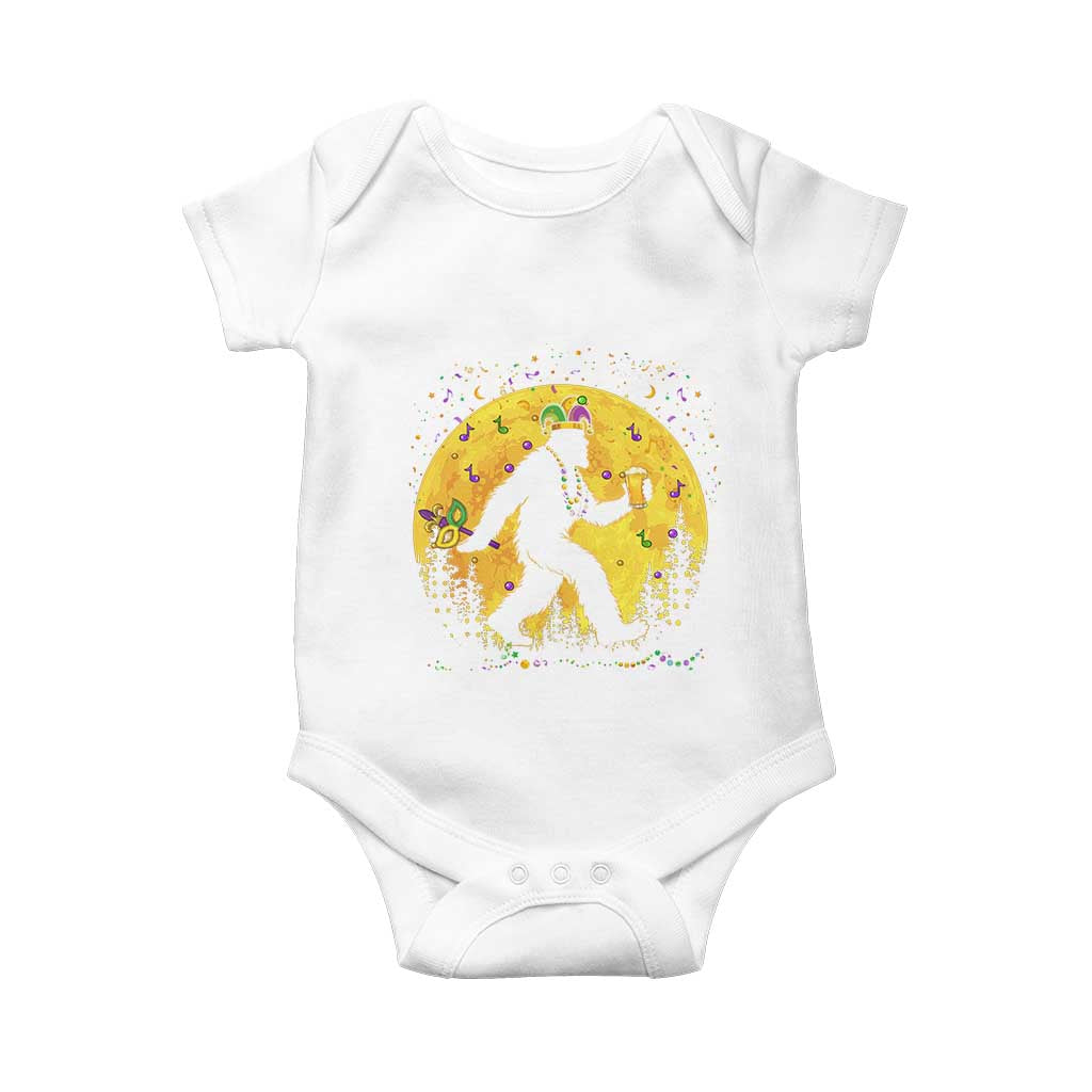 Mardi Gras Bigfoot Baby Onesie Funny Sasquatch Carnival Trendy Meme