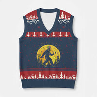 Mardi Gras Bigfoot V-Neck Knit Sweater Vest Funny Sasquatch Carnival Trendy Meme