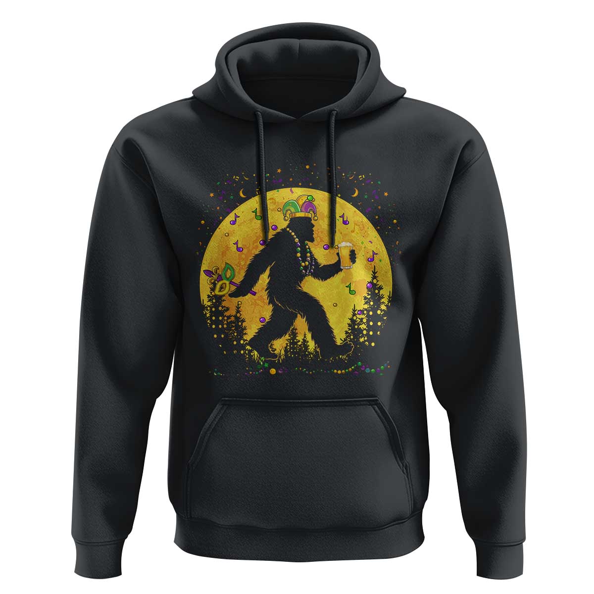 Mardi Gras Bigfoot Hoodie Funny Sasquatch Carnival Trendy Meme