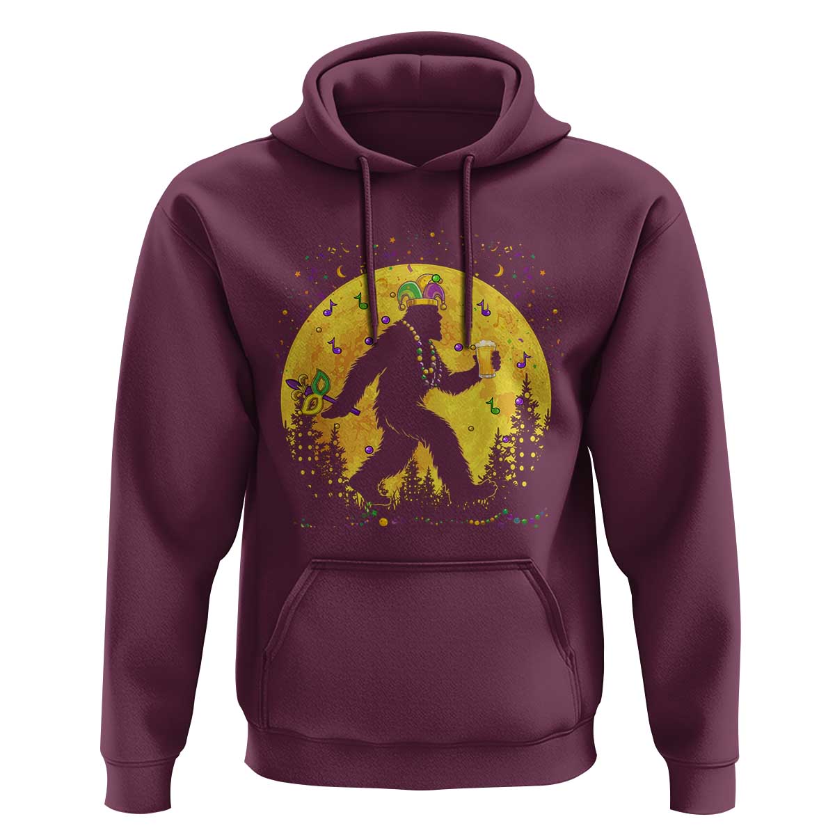 Mardi Gras Bigfoot Hoodie Funny Sasquatch Carnival Trendy Meme
