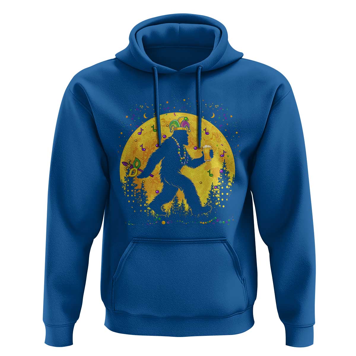 Mardi Gras Bigfoot Hoodie Funny Sasquatch Carnival Trendy Meme