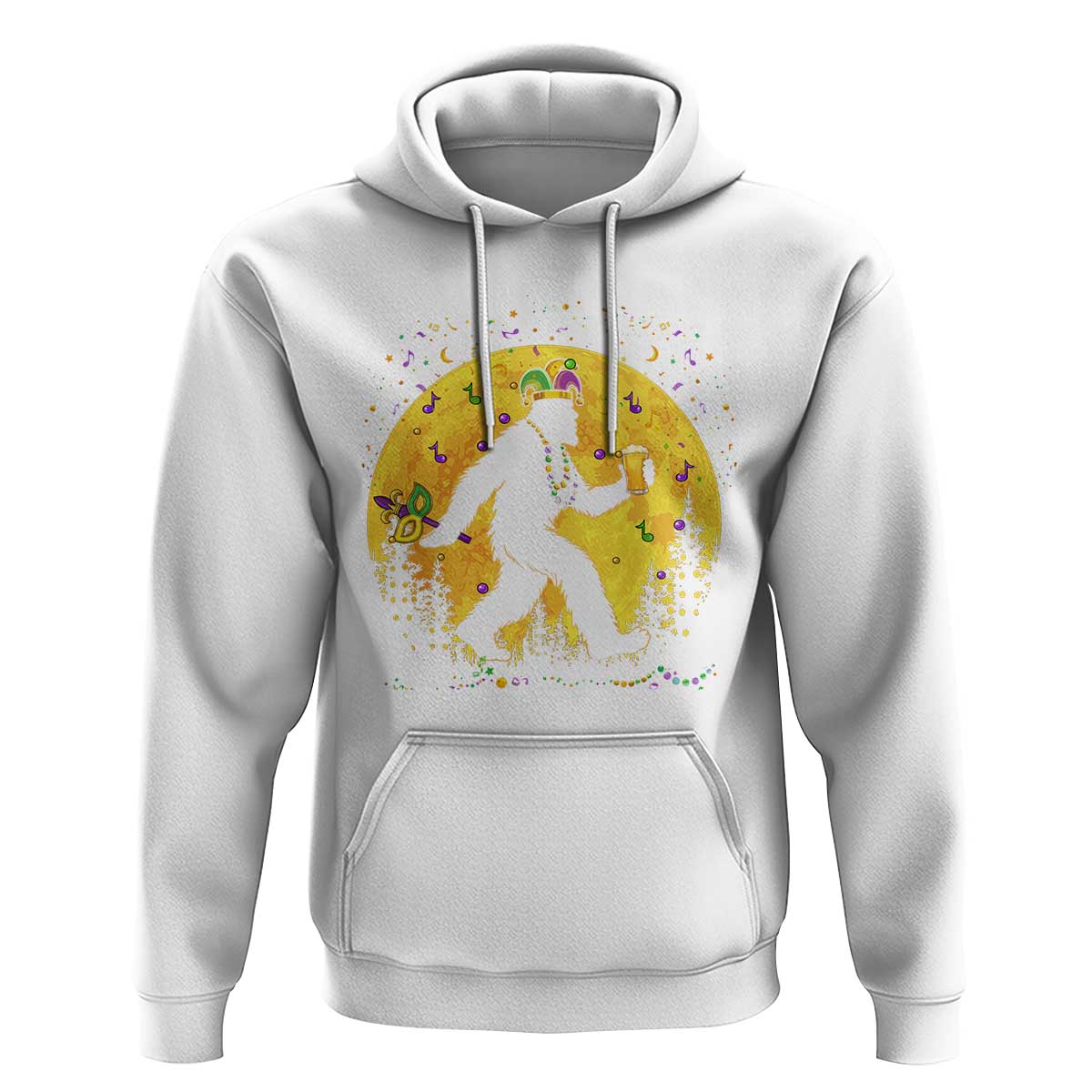 Mardi Gras Bigfoot Hoodie Funny Sasquatch Carnival Trendy Meme