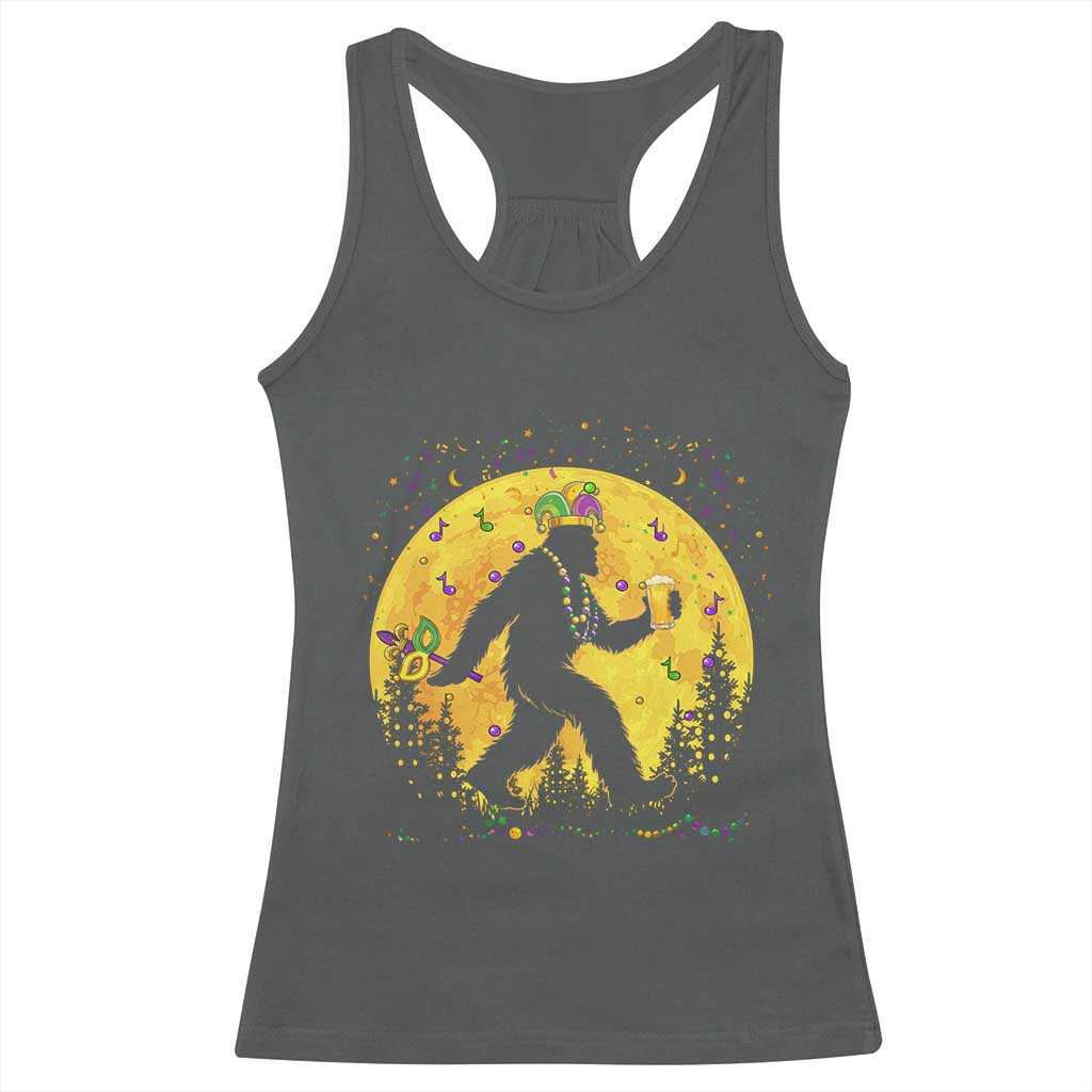 Mardi Gras Bigfoot Racerback Tank Top Funny Sasquatch Carnival Trendy Meme