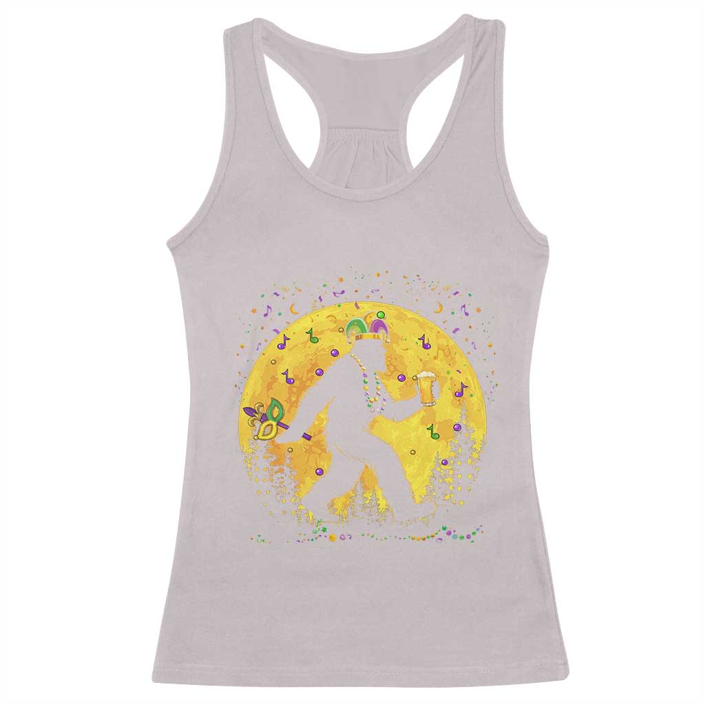 Mardi Gras Bigfoot Racerback Tank Top Funny Sasquatch Carnival Trendy Meme