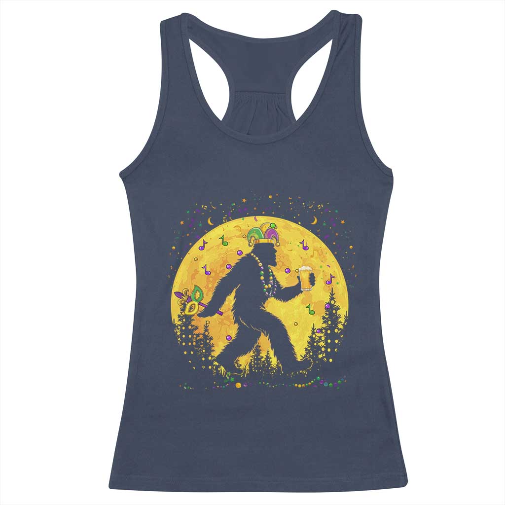 Mardi Gras Bigfoot Racerback Tank Top Funny Sasquatch Carnival Trendy Meme