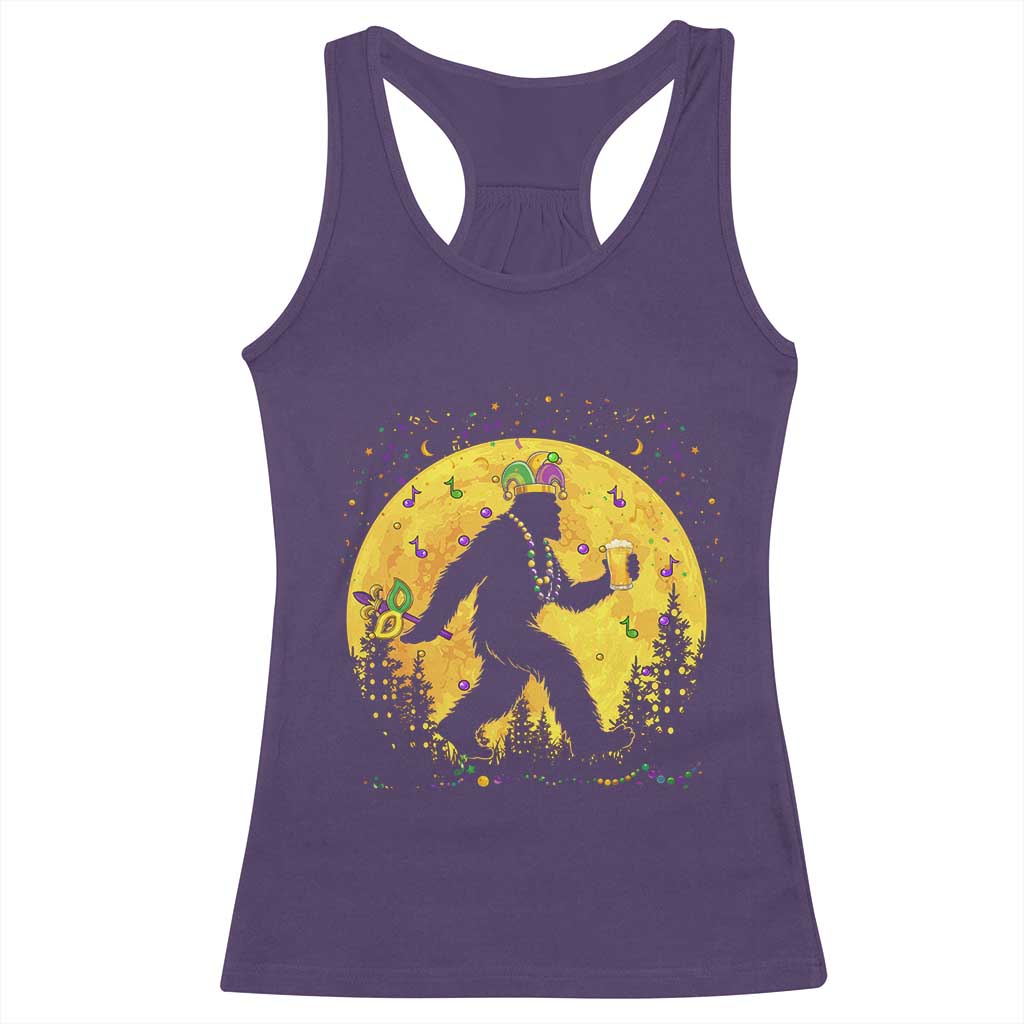Mardi Gras Bigfoot Racerback Tank Top Funny Sasquatch Carnival Trendy Meme