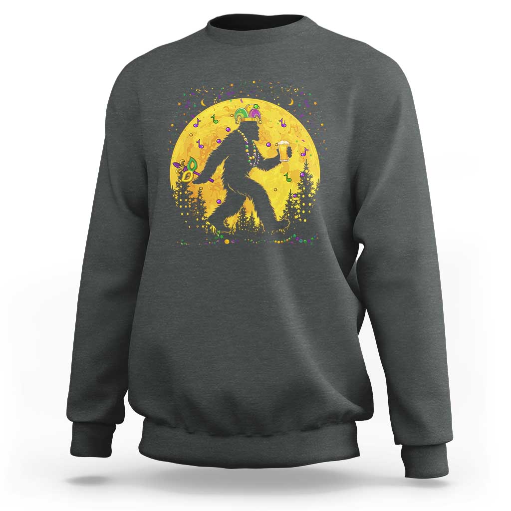 Mardi Gras Bigfoot Sweatshirt Funny Sasquatch Carnival Trendy Meme