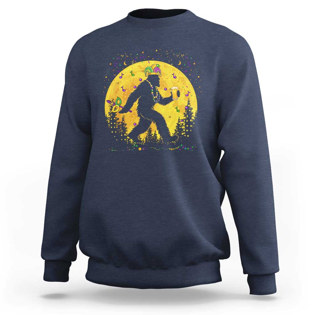 Mardi Gras Bigfoot Sweatshirt Funny Sasquatch Carnival Trendy Meme