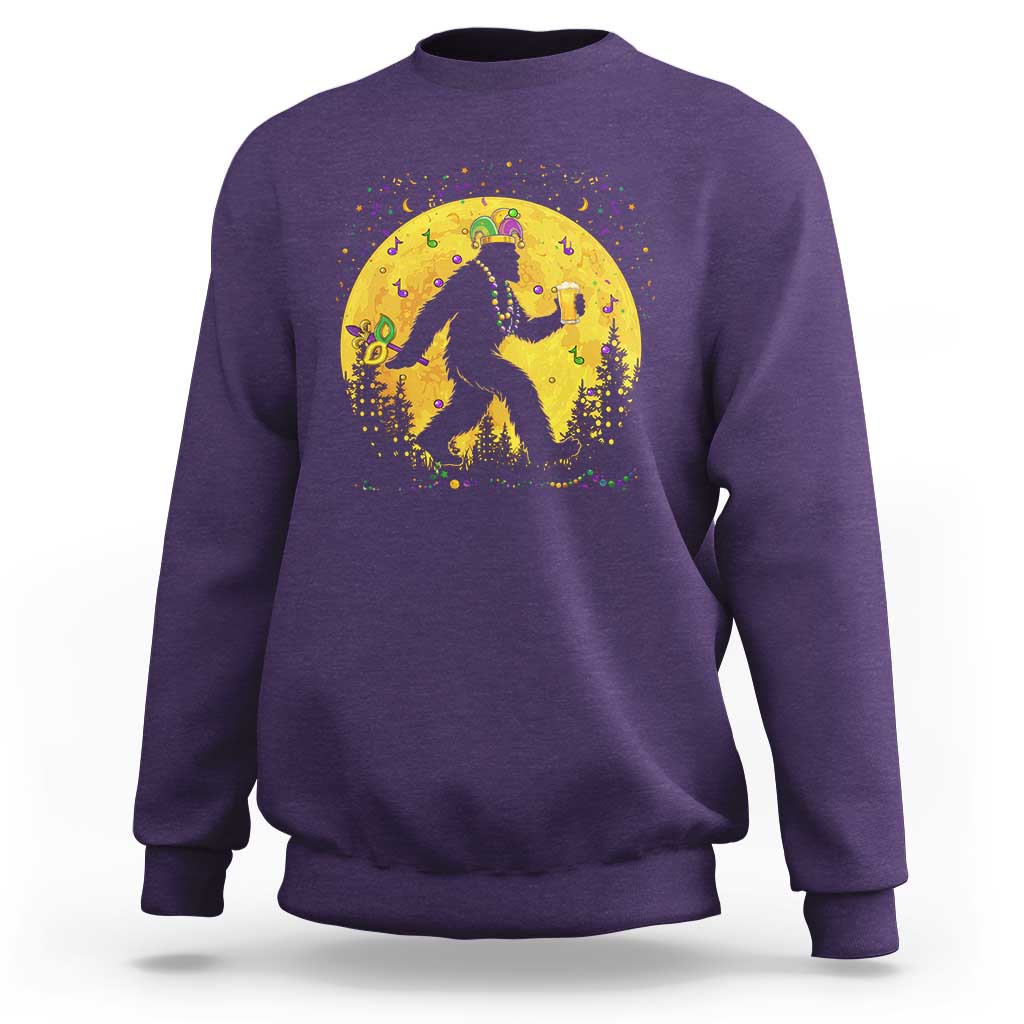Mardi Gras Bigfoot Sweatshirt Funny Sasquatch Carnival Trendy Meme
