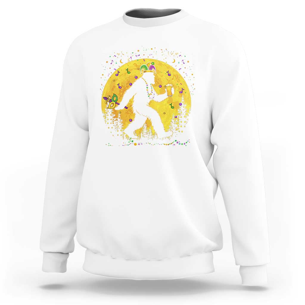 Mardi Gras Bigfoot Sweatshirt Funny Sasquatch Carnival Trendy Meme