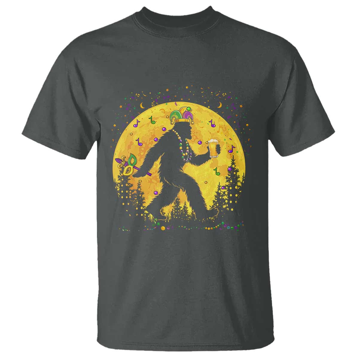 Mardi Gras Bigfoot T Shirt Funny Sasquatch Carnival Trendy Meme