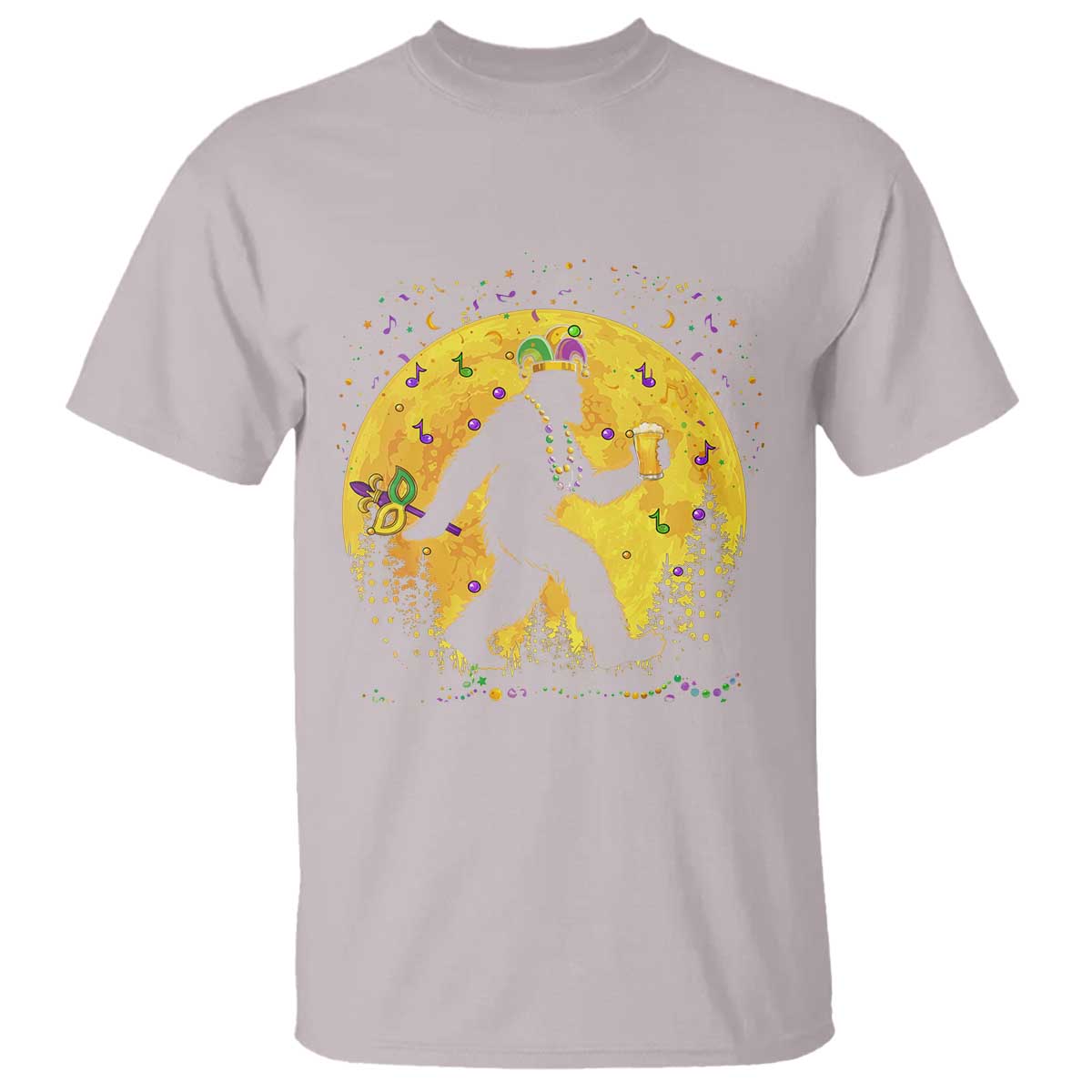 Mardi Gras Bigfoot T Shirt Funny Sasquatch Carnival Trendy Meme