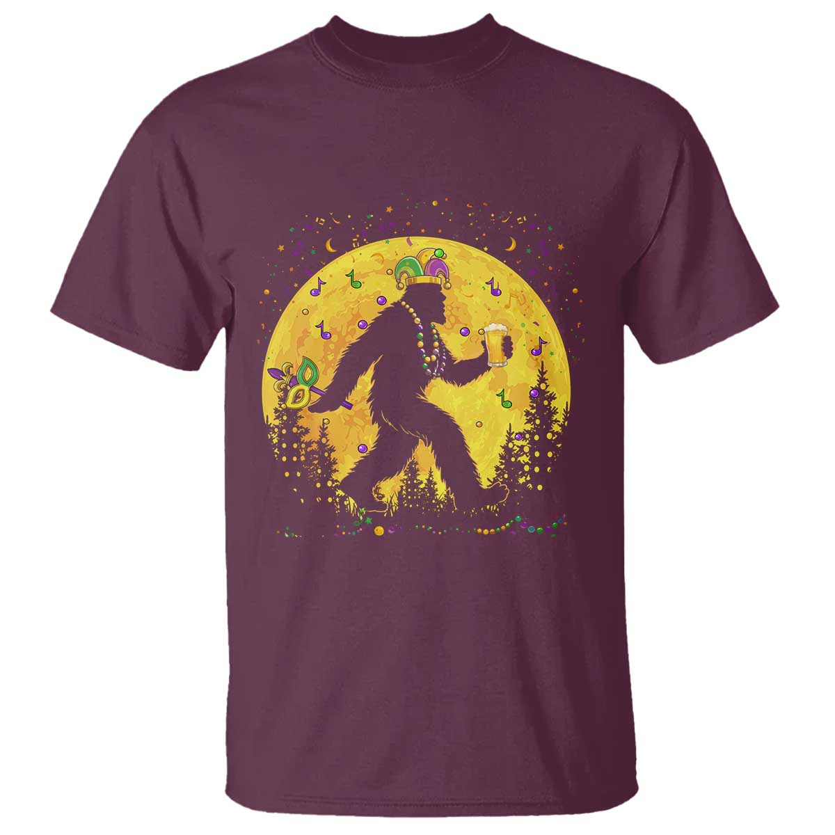 Mardi Gras Bigfoot T Shirt Funny Sasquatch Carnival Trendy Meme